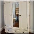 F34. Williams Sonoma / Pottery Barn Teen white armoire with mirrored door. 
